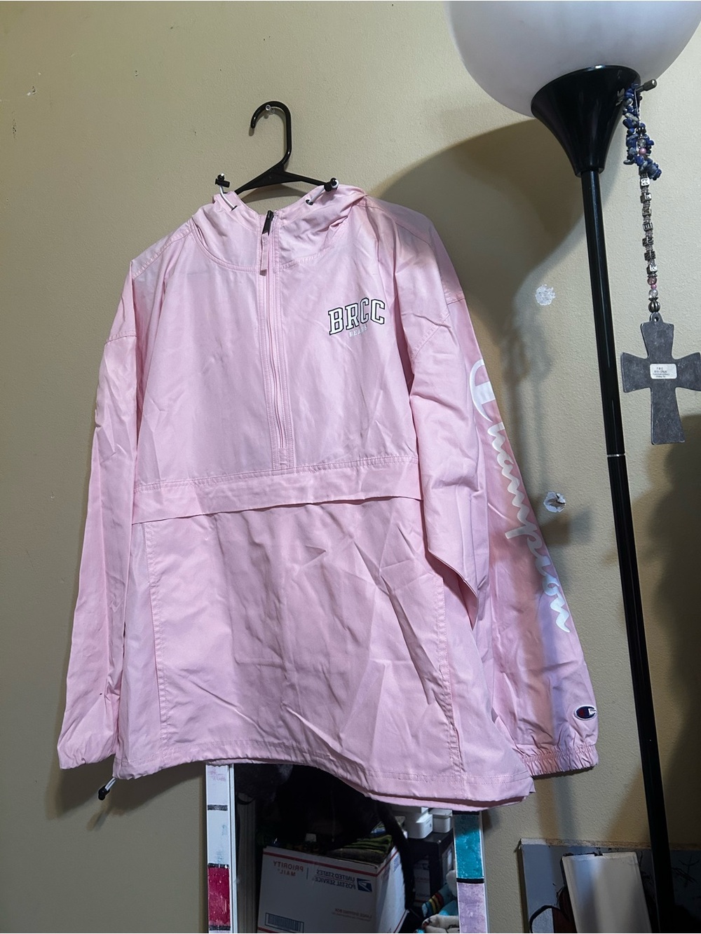 Champion Kids Light Pink Hooded Pullover Rain Jacket